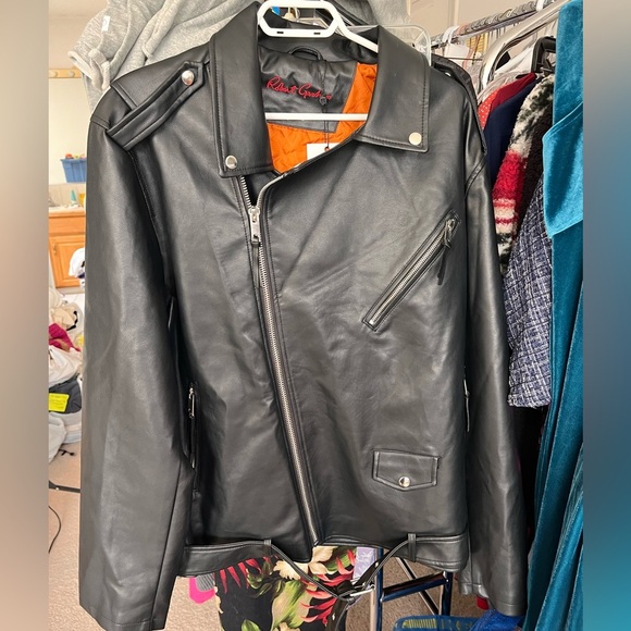 NWT Robert Graham Vegan Leather Racing Jacket XL Black - Picture 8 of 13